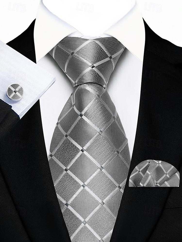 Набор мужских галстуков, нагрудных платков и запонок, полиэстер, разноцветные, для торжественных случаев, жениха, свадьбы, Дня святого Валентина, деловых мероприятий. 2026 - MXN $275.35 –P20