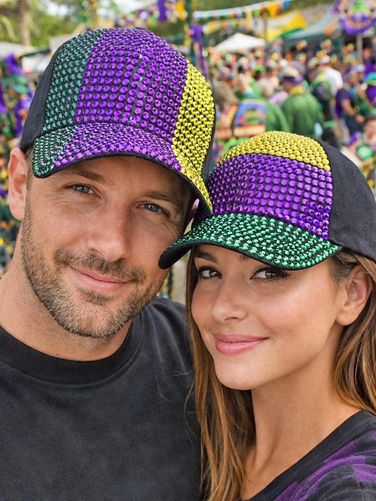 Unisex-Paillettenkappe aus Polyester – Karnevalshut mit Strassverzierungen, verschiedene Muster für Freizeit und Festlichkeiten 2026 - $14.99 –P1