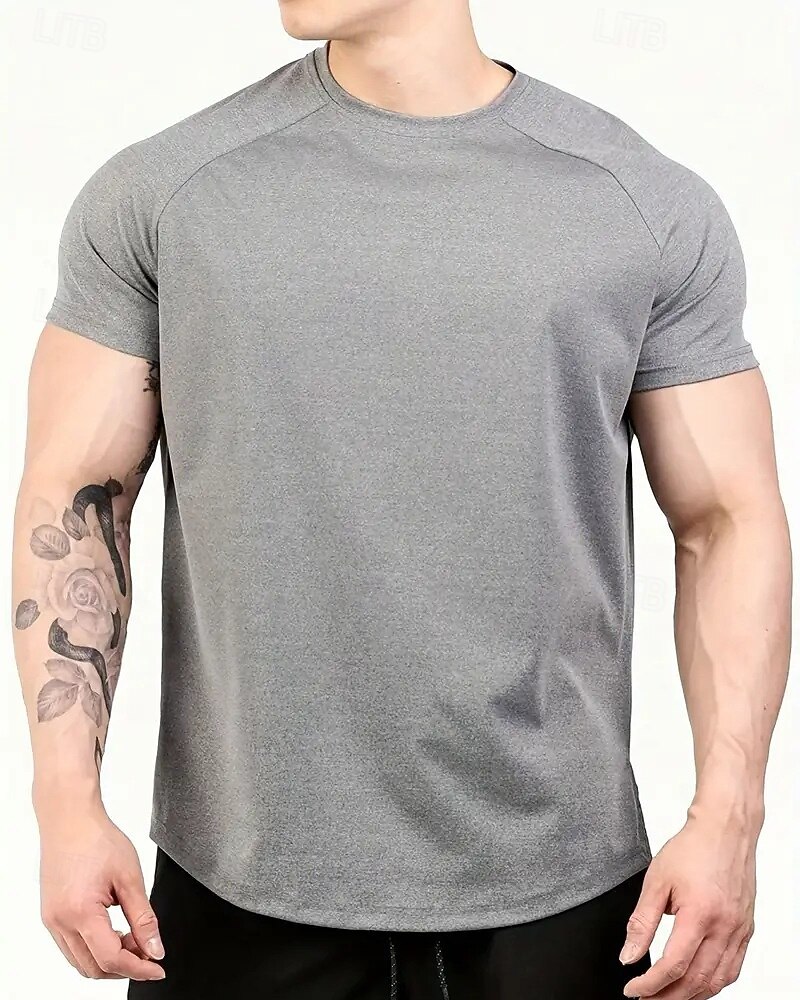 Ανδρικά Μονόχρωμο Tricou de Alergat Μπλούζα συμπίεσης Καλοκαίρι Άνοιξη Φθινόπωρο Κοντομάνικο Γρήγορο Στέγνωμα Συμπίεση Ύγρανση Γυμναστήριο προπόνηση Ενεργή εκπαίδευση Ασκηση Θαλασσί Μαύρο Μπεζ 2026 - $20.99 –P8