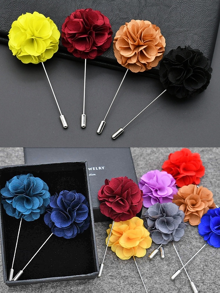Anstecknadel aus Polyester mit Blumenmuster für Herren, mehrfarbige Stoffblume, eleganter minimalistischer Stil für Trauzeugen, Hochzeiten, formelle Abendessen, Bankette und Abendveranstaltungen 2026 - $7.99 –P9