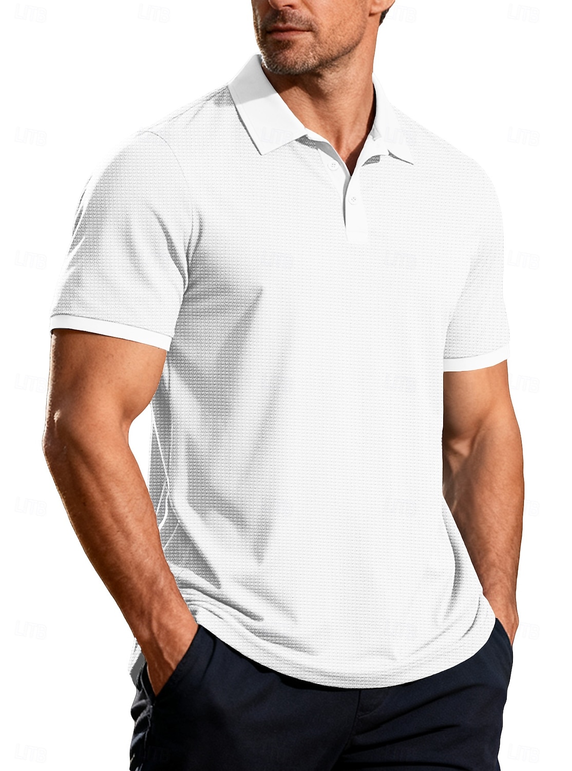 Męskie Koszula golfowa Koszulka polo z dzianiny waflowej Codzienny Biznes Klasyczny Krótki rękaw Moda Nowoczesny Jednokolorowe Guziki Lato Wiosna Wiosna i lato Regularny Czarny Biały Żółty Wino 2026 - $18.49 –P9