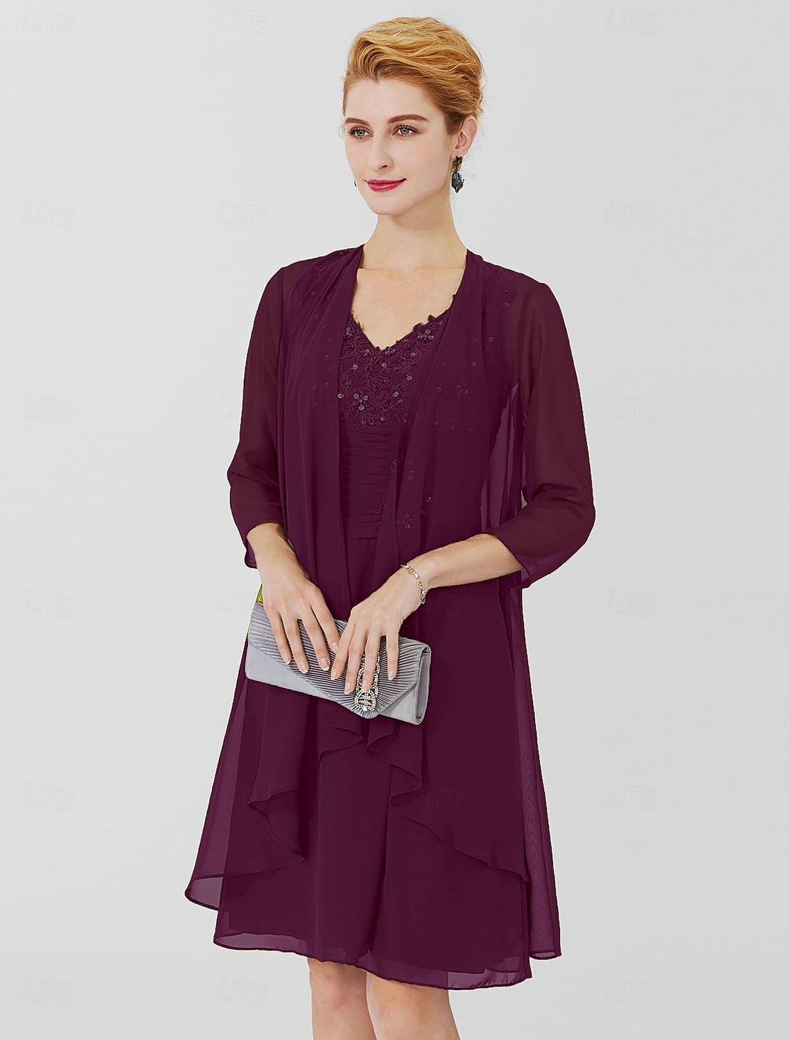 Женская Накидка Матери Накидки Пальто  Куртки Элегантная Защита от солнца 3/4 длины Рукав Шифоновая Накидка для гостей на свадьбу с чистым цветом Для формального весеннего и осеннего Одежда чтобы 2026 - $43.99 –P14