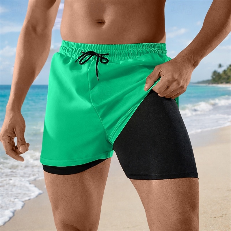 Per uomo Costumi da bagno Pantaloncini da mare Pantaloncini da bagno boxer Shorts Coulisse Elastico in vita Tinta unica Asciugatura Rapida Traspirante Sopra il ginocchio Casuale Spiaggia Nuoto del 2026 a $13.49 –P7