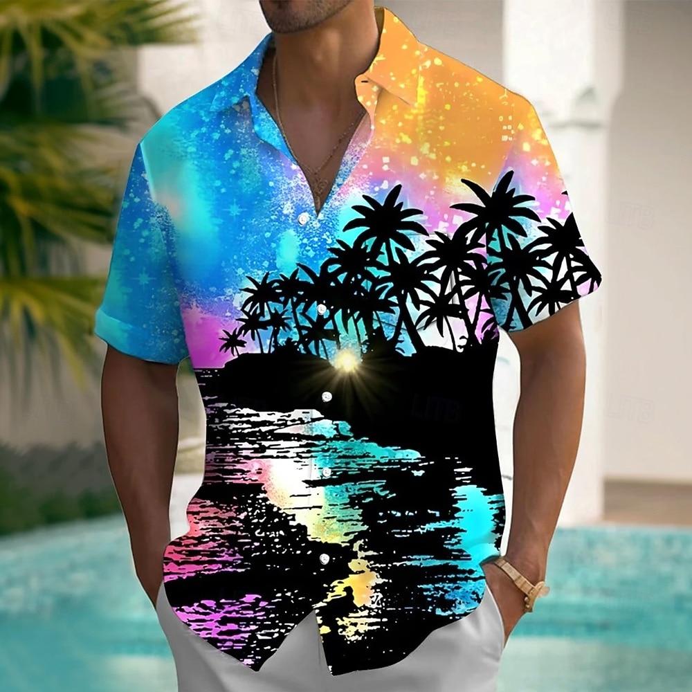 Bărbați Copac de cocos Natural & Peisaj Plante tropicale Cămașă hawaiană Camașă cu nasturi Cămașă Aloha Manșon scurt Hawaiană Vacanță Vară Primăvară Răsfrânt Imprimare 3D cămăși cu guler Un buzunar 2026 - $25.99 –P1