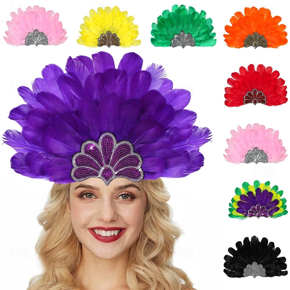 karnevál 2026 riói karnevál samba kiegészítők többszínű toll karneváli fejdísz brazil fesztivál előadás jelmez 2026 - $12.99 –P1