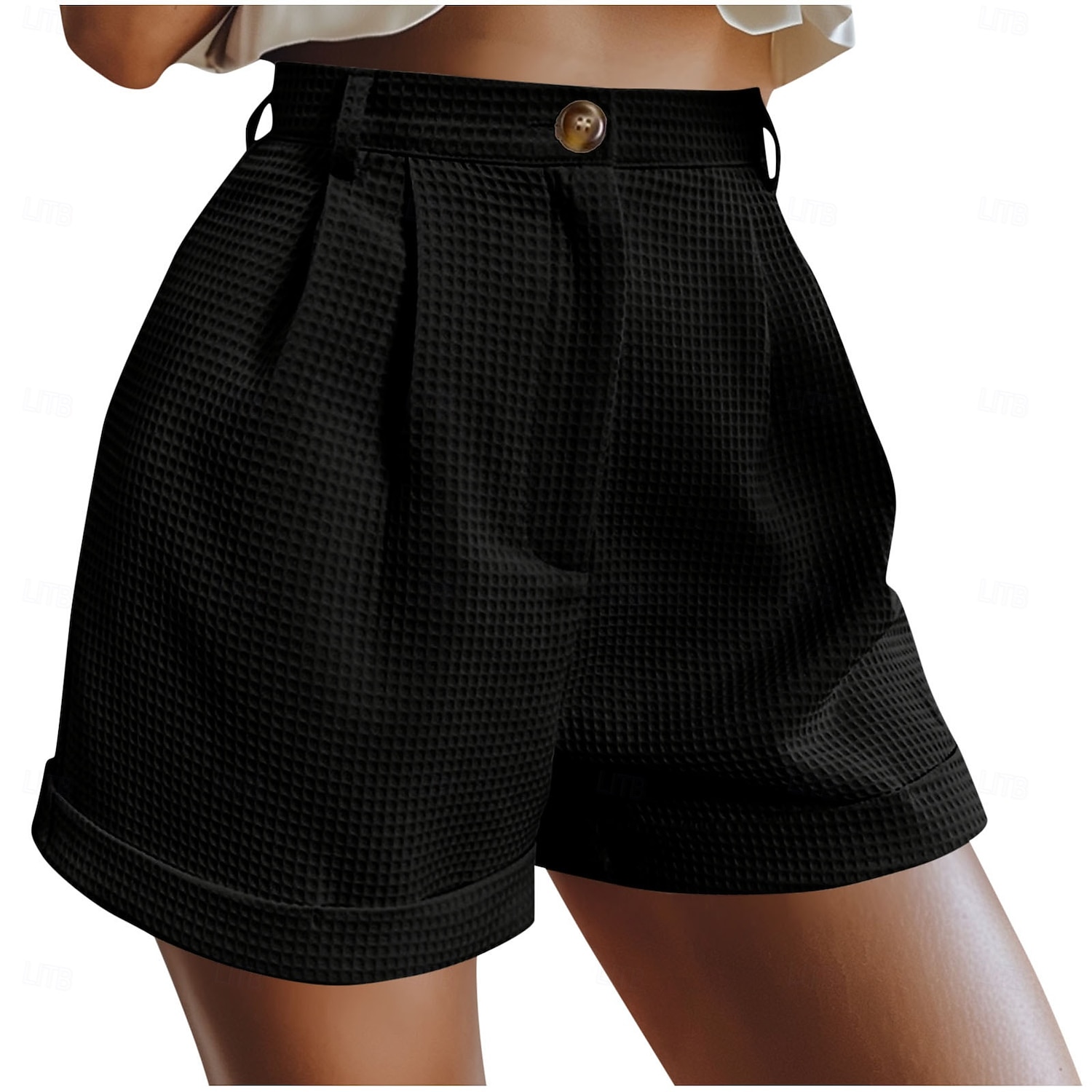 Dam Våffelshorts Shorts Sommarshorts Casual shorts Semester Mode Streetwear Kort Hög midja Slät Ficka Elastisk midja Komfort Mjuk Bekväm Microelastisk Utomhus Gata Helgdag Svart Grön Kaki Armégrön 2026 - $21.99 –P6