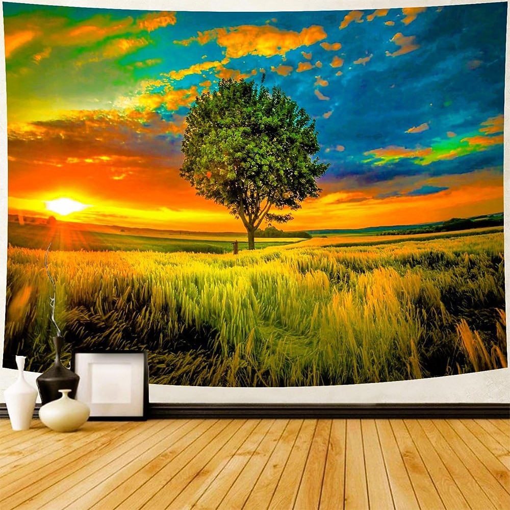Tapiz de auroras boreales, noche estrellada, bosque, colgante de pared, paisaje natural psicodélico para dormitorio, sala de estar, sala de yoga, espacio de meditación, decoración 2026 - $20.99 –P6