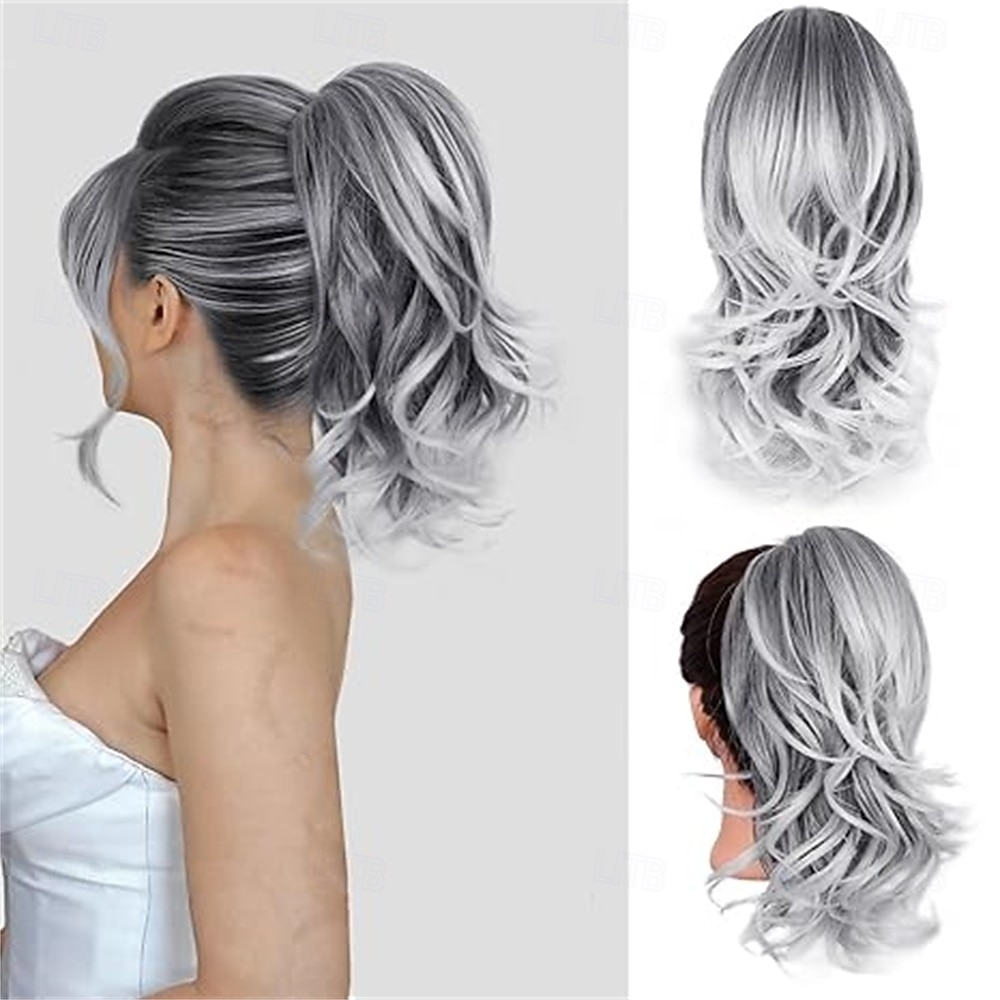 Накладной хвост 14 дюймов, заколка для волос, наращивание волос для кудрявых и волнистых хвостов, синтетические волосы на заколке-крабике, накладной хвост для женщин, цвет каштаново-коричневый с 2026 - TRY 1031.89 –P6