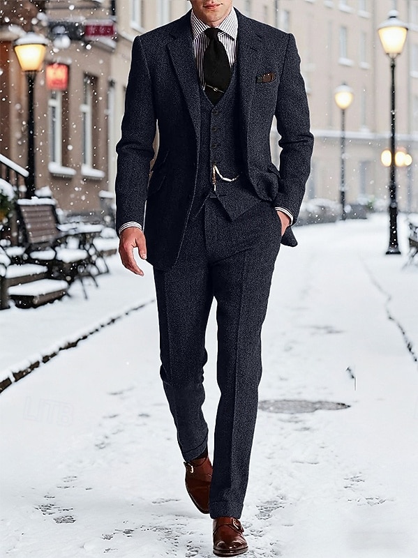 Per uomo Blazer+Gilet+Pantaloni eleganti Blazer Affari Lavoro Matrimonio Moda Streetwear Autunno Inverno Tergal Tinta unica 3 pezzi Monopetto Giacca Nero Champagne Rosa Borgogna del 2026 a $119.99 –P12