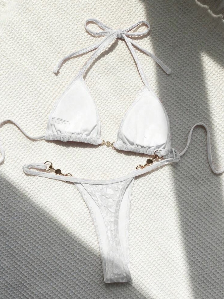 Γυναικεία Μαγιό Μπικίνι 2 κομμάτι Στρινγκ Μαγιό Λεπτό Εξώπλατο Διακοπές Ρούχα παραλίας Συμπαγές Χρώμα Λεοπάρ Λαιμός Αμάνικο Μαγιό 2026 - $21.99 –P6