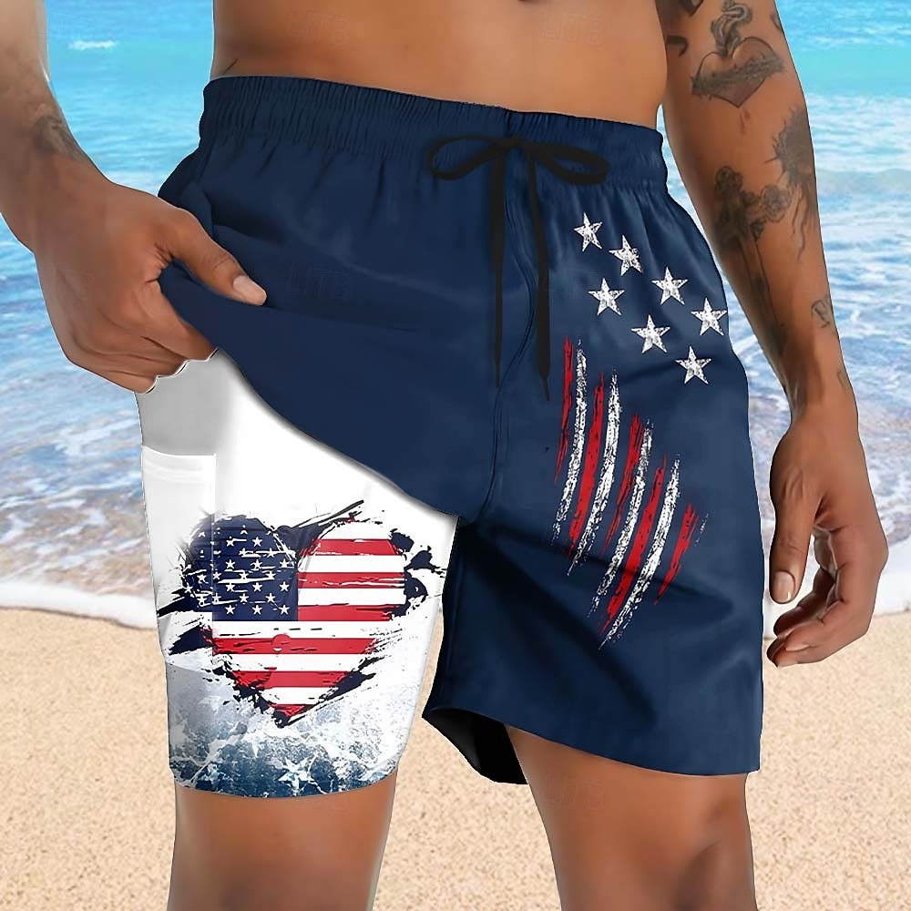 Per uomo 4 luglio, 250° anniversario degli Stati Uniti Bandiera degli Stati Uniti Patriottico Pantaloncini foderati Pantaloncini da bagno 2 in 1 Pantaloncini da mare Misura del girovita medio Moda del 2026 a $20.99 –P1