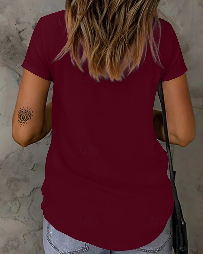 Mujer Camiseta Camiseta superior Encaje Plano Moda Elegante Clásico Manga Corta Cuello Barco Tops regulares Diario Noche Fin de semana Azul Piscina Negro Blanco Rojo Verano Primavera 2026 - $19.99 –P7