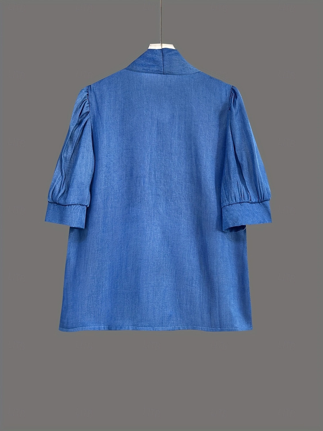 Mujer Camisa de verano Camisa casual Blusa Plano Diario Elegante Clásico Media Manga Corbata en el cuello Tops regulares Diario Festivos Azul Piscina Verano Primavera 2026 - $27.99 –P4