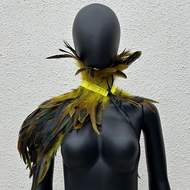 Accessori Samba Carnevale 2026 Rio Carnevale Mantello Stola Piume Bianche Donna con Collo Alto Costume per Festival in Brasile del 2026 a $18.99 –P10
