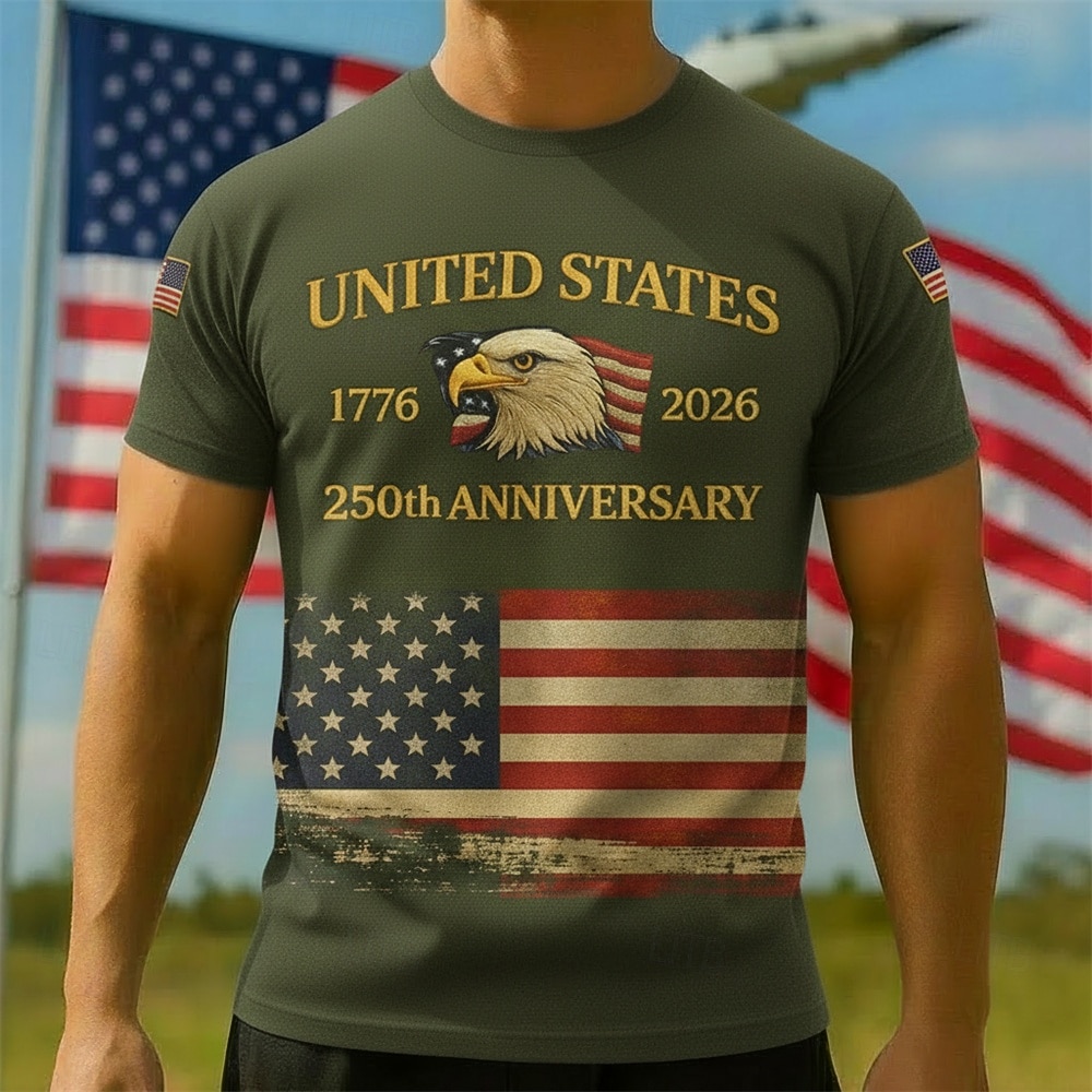 Patriotico T-shirt Maglietta grafica Aquila Bandiera Americana Retrò Vintage Patriotico Corte 1776-2026 per Per uomo Adulti Stampa 3D  per Giorno dell'Indipendenza / 4 Luglio 4 Luglio del 2026 a $20.99 –P4