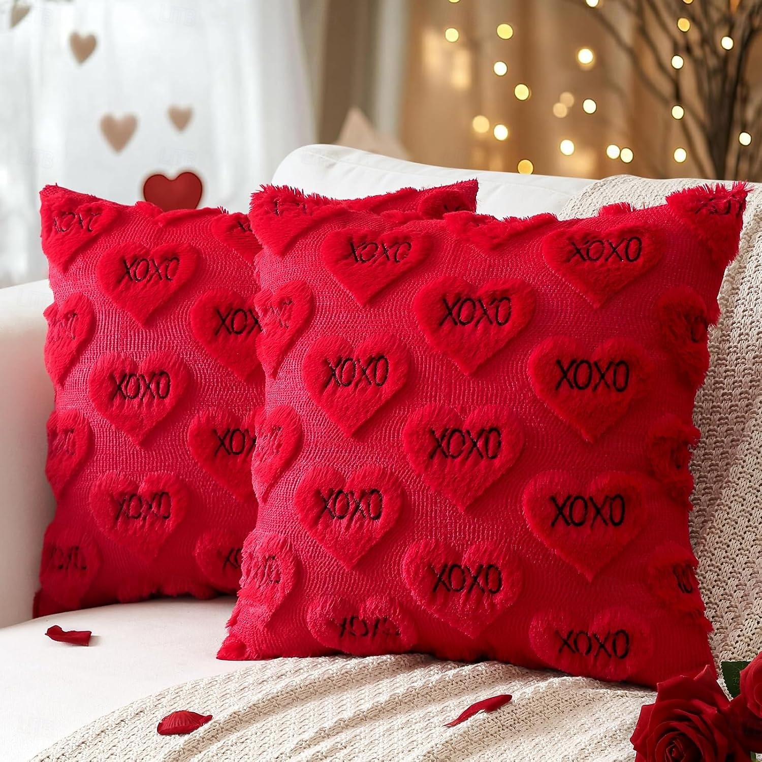 Valentines Pillow Covers 18x18 Set of 2 Decorative Love Heart XOXO Valentine's Day Throw Pillow Cases Soft Plush Faux Fur Couch Cushion Case for Holiday Sofa Bed Room Home Decor-Pink XOXO 2026 - $15.99 –P3