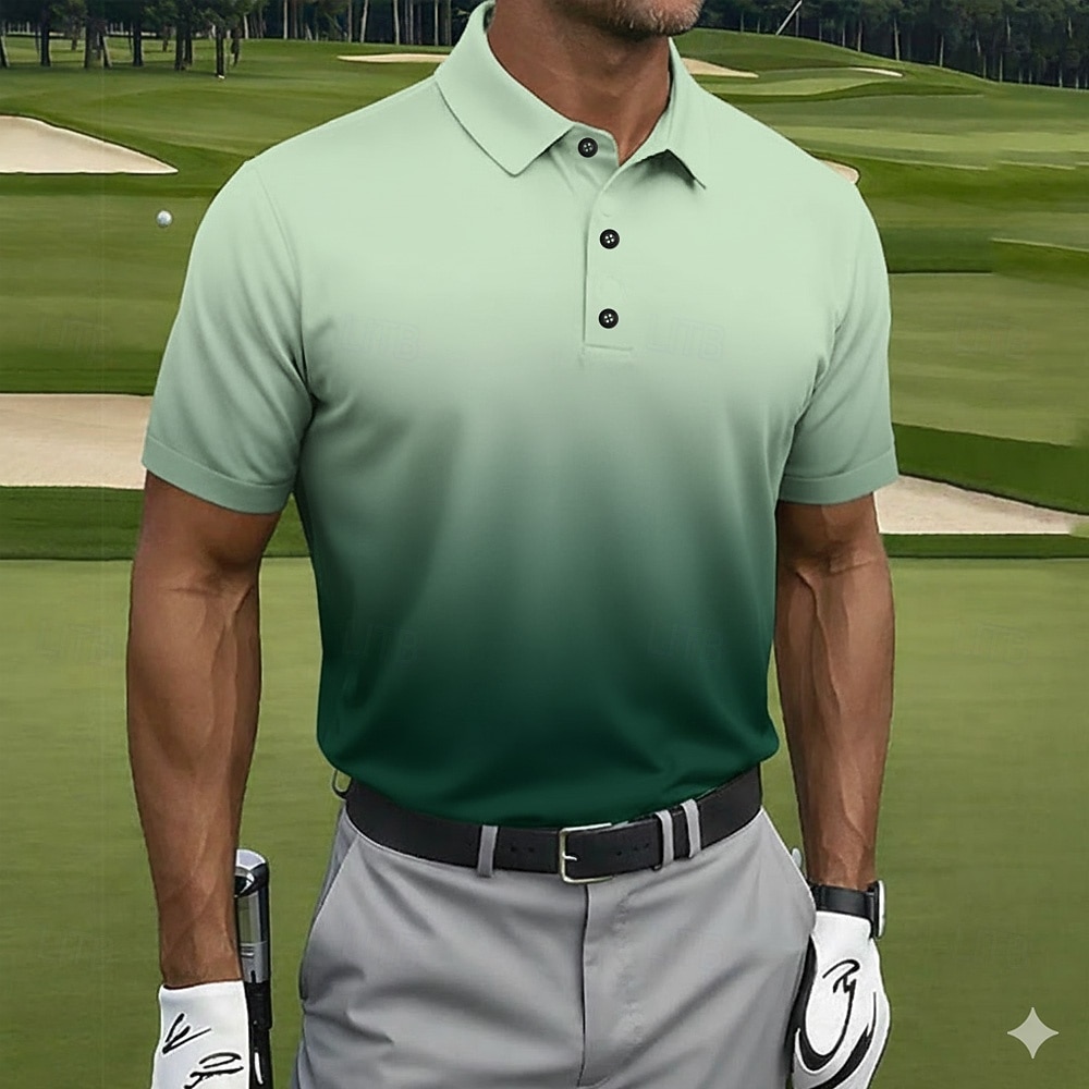 Per uomo Sfumatura Golf Polo Sportivi Manica Corta Magliette polo Camicie con Colletto Casual Athleisure Bottoni Primavera & Estate Viola Verde Grigio del 2026 a $10.99 –P1