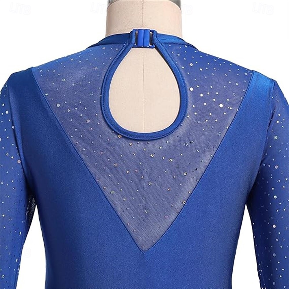 Figure Skating Dress Women's Ice Skating Dress Violet Navy Black Patchwork Thumbhole High Elasticity Training Competition Skating Wear Classic Crystal / Rhinestone Sleeveless Long Sleeve Ice Skating 2026 - $323.29 –P4