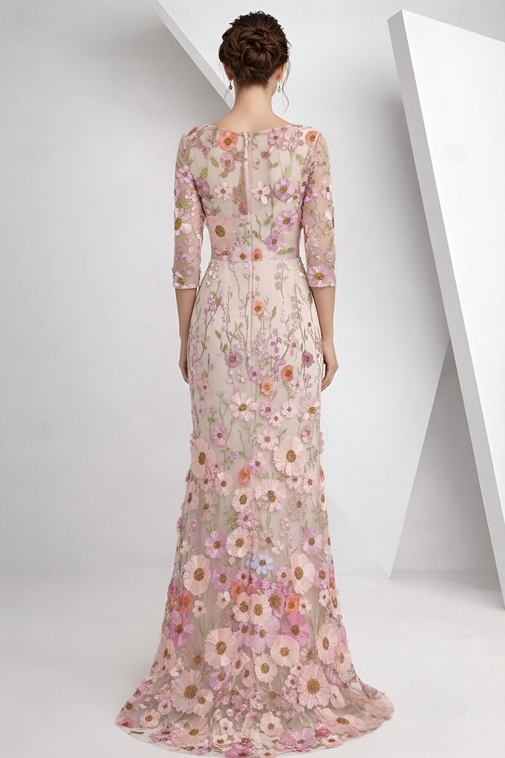 A-Line Floor Length Mother of the Bride Dress Half Sleeve V Neck Elegant Vintage Formal Lace Tulle with 3D Flowers Embroidery Flower 2026 - $186.99 –P2