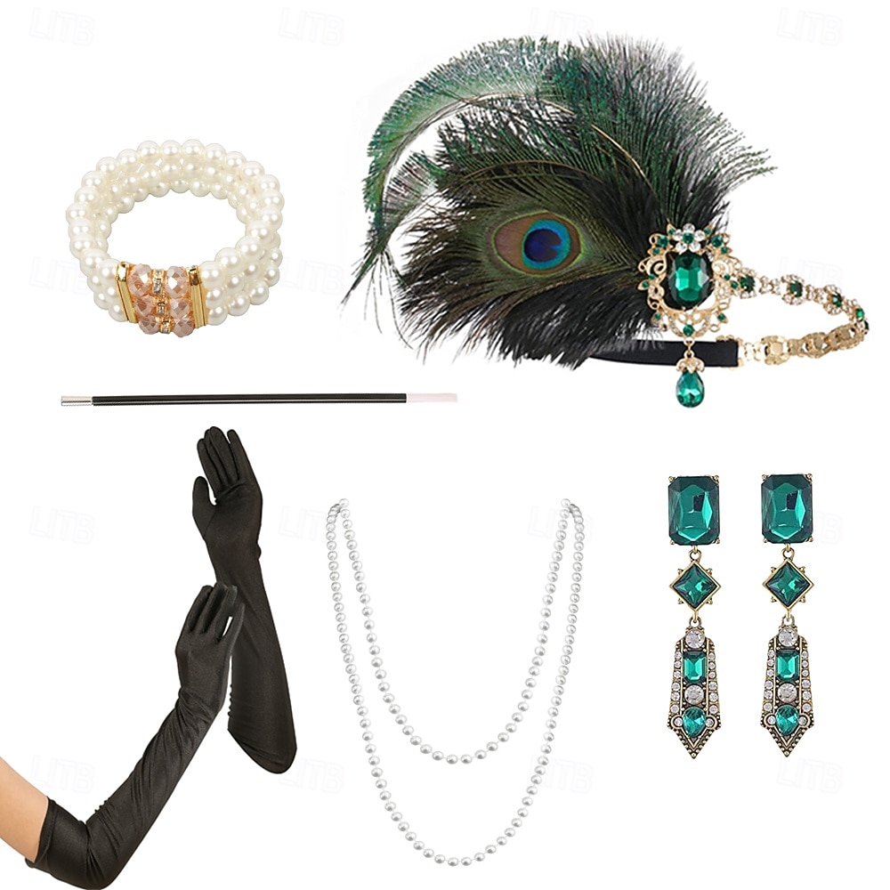 Anni 1920 Fascia Flapper Il grande Gatsby Senza colletto Costume Per donna Carnevale Mascherata Feste Mascherata Adulti 1 Paio di orecchini 1 Bracciale Guanti Tutte le stagioni del 2026 a $46.99 –P10