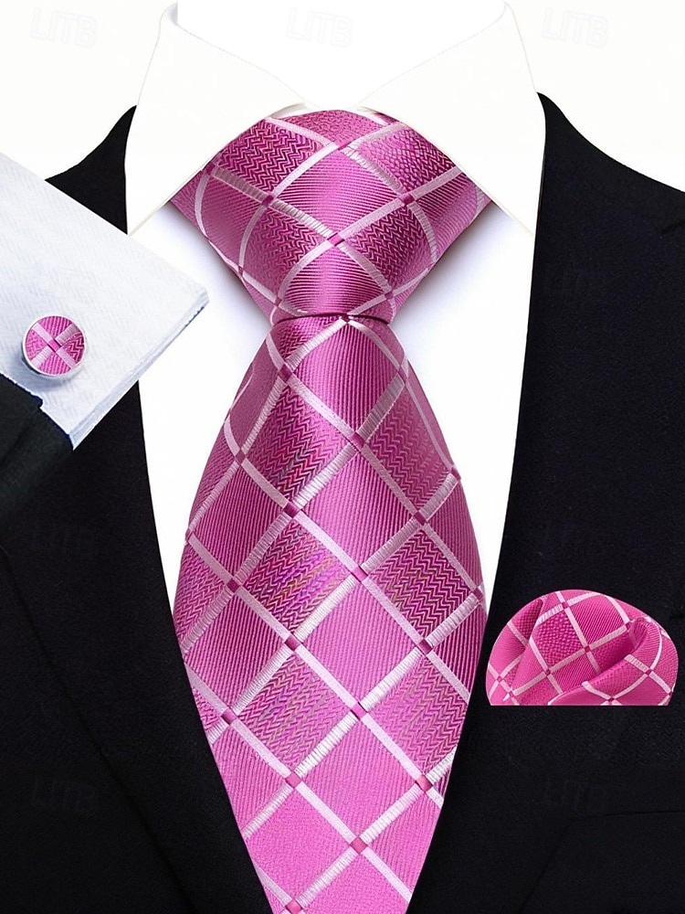 Набор мужских галстуков, нагрудных платков и запонок, полиэстер, разноцветные, для торжественных случаев, жениха, свадьбы, Дня святого Валентина, деловых мероприятий. 2026 - MXN $275.35 –P17