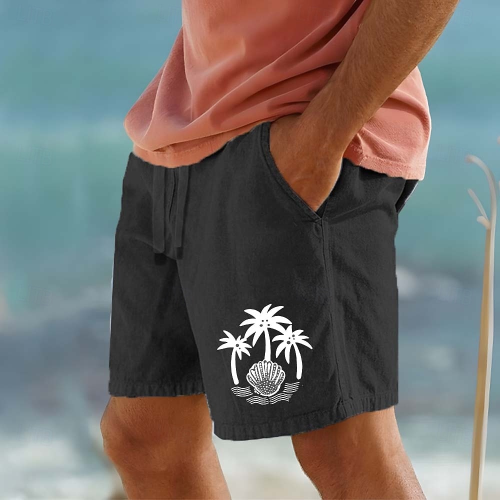 Voor heren Kokosnootboom Schelp Tropische planten Korte broek Strandshorts Katoenen shorts Medium Taille Hawaii Casual Dagelijks Strand Feestdagen Zijzakken Elastische tailleband met trekkoord 2026 - $25.99 –P5