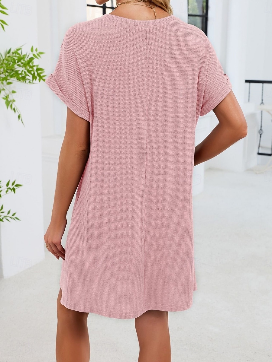 Mujer Mini vestido Vestido estilo camiseta Vestido de verano Casual Diario Holgado Plano Manga Corta Cuello Barco Azul Piscina Blanco Rosa Rojo Verano 2026 - $32.99 –P17