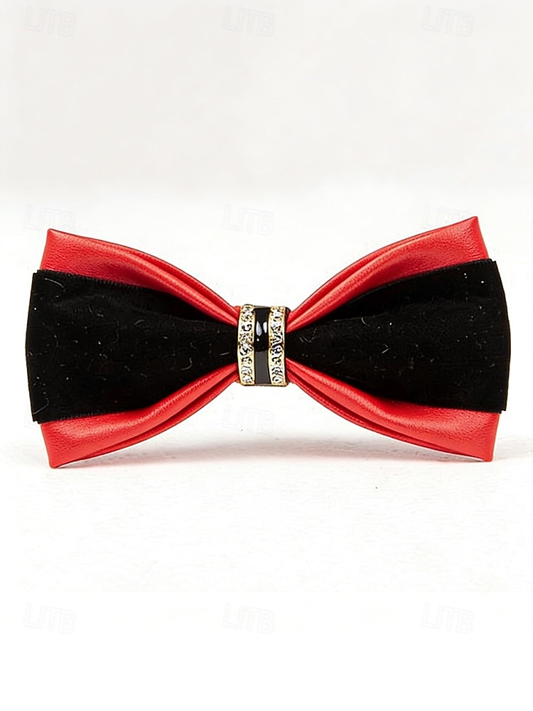 Pajarita de piel sintética para hombre: pajarita formal multicolor con detalle de diamantes de imitación, correa de cuello ajustable, estilo clásico y moderno para novios, bodas, San Valentín, fiestas y eventos formales. 2026 - $9.99 –P10