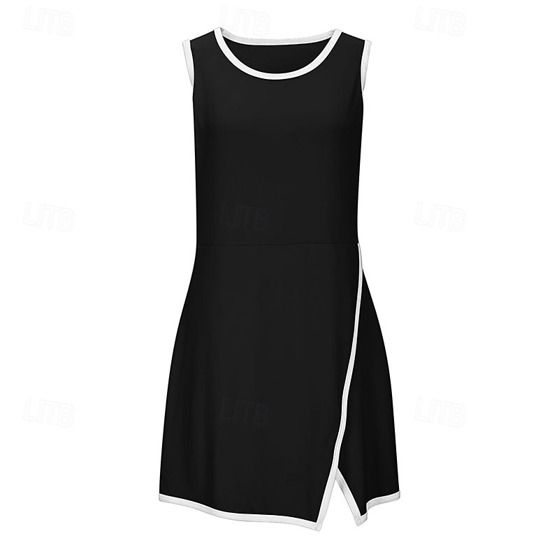 Per donna Tinta unita Abito da tennis Gonne da tennis con pantaloncini Abito sportivo Senza Maniche Patchwork Cerniera Tasca Antivento Traspirante Pallavolo Tennis Corsa Girocollo Vestito Lilla Nero del 2026 a $25.99 –P4