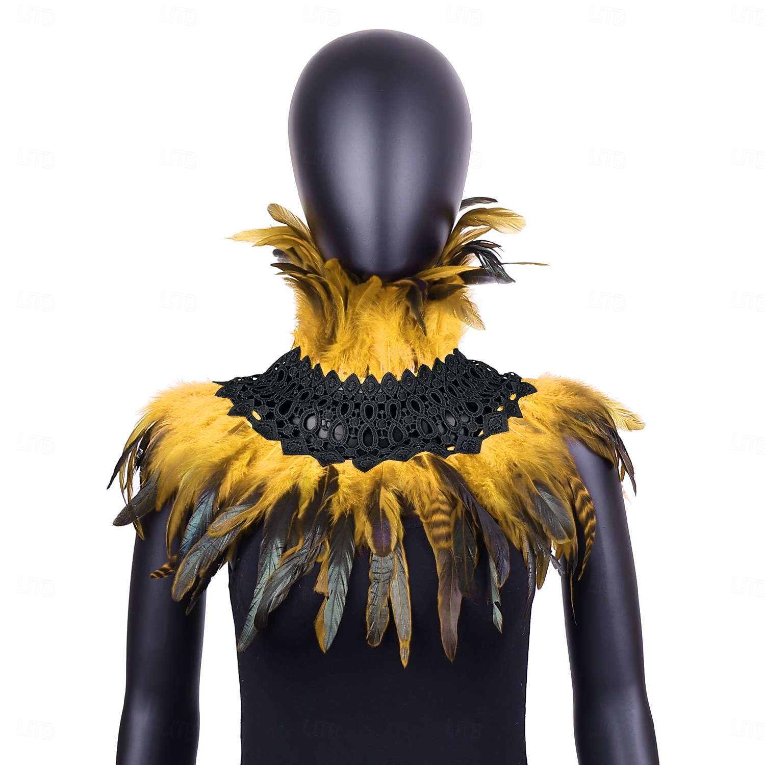 Karnival 2026 Rio Karnival Samba Tillbehör Kvinnors Tealfjäder Cape Sjalkappa med Svart Spets Choker Brasilien Festival Uppträdande Kostym 2026 - $20.99 –P6