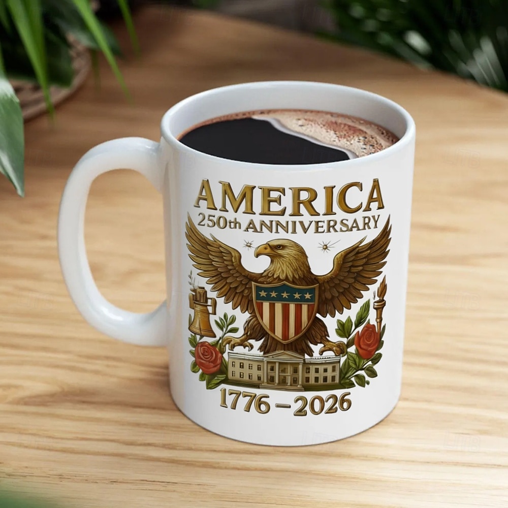Spojené státy americké 250. výročí hrnek vlastenecký dárek polopětinsté výročí keramický hrnek na kávu 17762026 Amerika 250 Den nezávislosti dárek pro muže a ženy do mikrovlnné trouby &vhodné do myčky 2026 - $16.99 –P4