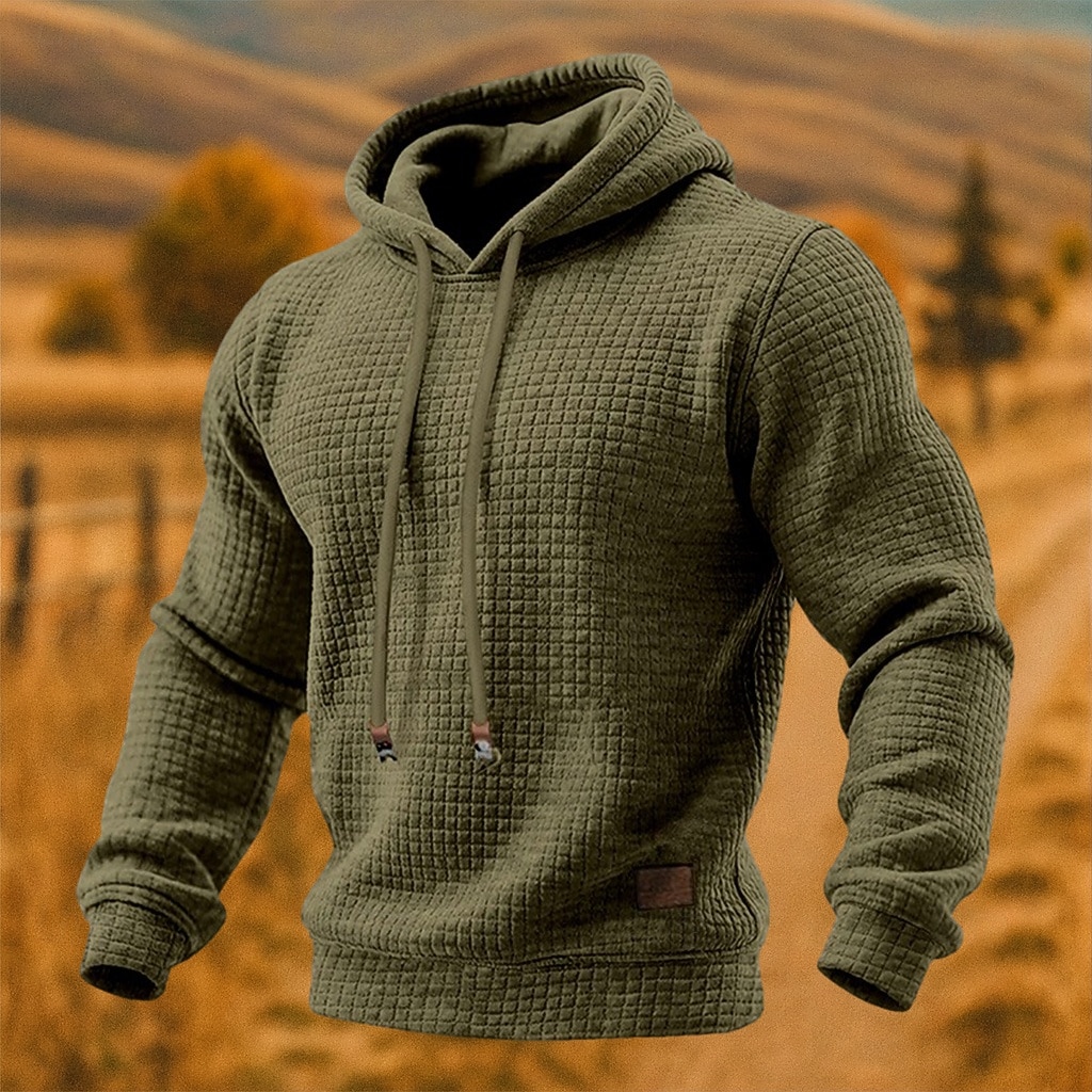 Herren Kapuzensweatshirt Waffle Kapuzensweatshirt Pullover Kapuzensweatshirt Aprikose Weinrot Schwarz Weiß Gelb Mit Kapuze Einfach Strukturiert Lässig Täglich Sport & Outdoor Streetwear Cool 2026 - $19.99 –P1