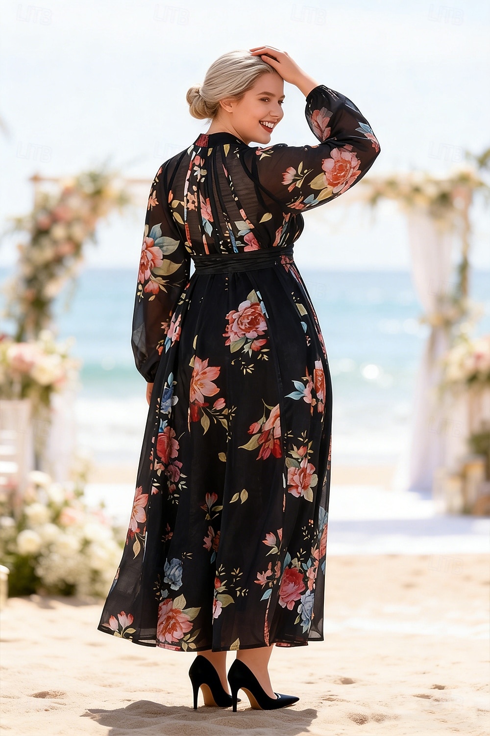 Zweiteilig A-Linie Knöchellänge Kleid für Hochzeitsgäste Kleider für Hochzeitsgäste Elegant Täglich Langarm Hoher Ausschnitt Gartenparty Formell mit Blumenmuster 2026 - $126.99 –P2