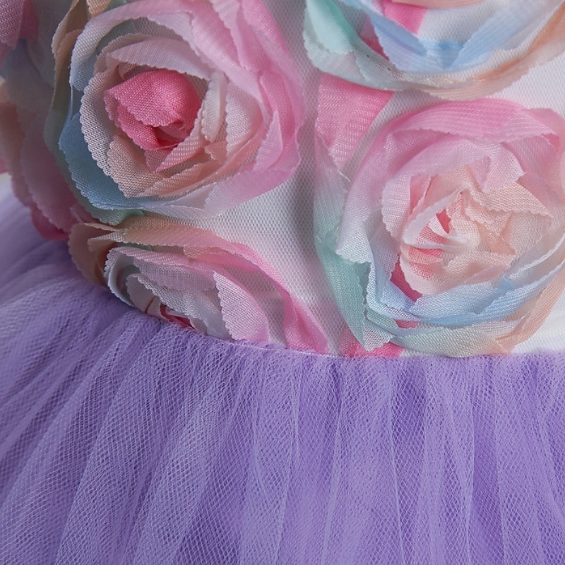 Flower Girl Dress Girls' Formal Dress Wedding Attire Party Wedding Formal Elegant Fashion Adorable Mesh Floral Sleeveless Crew Neck Blue Pink 4 years+ 2026 - $36.99 –P14