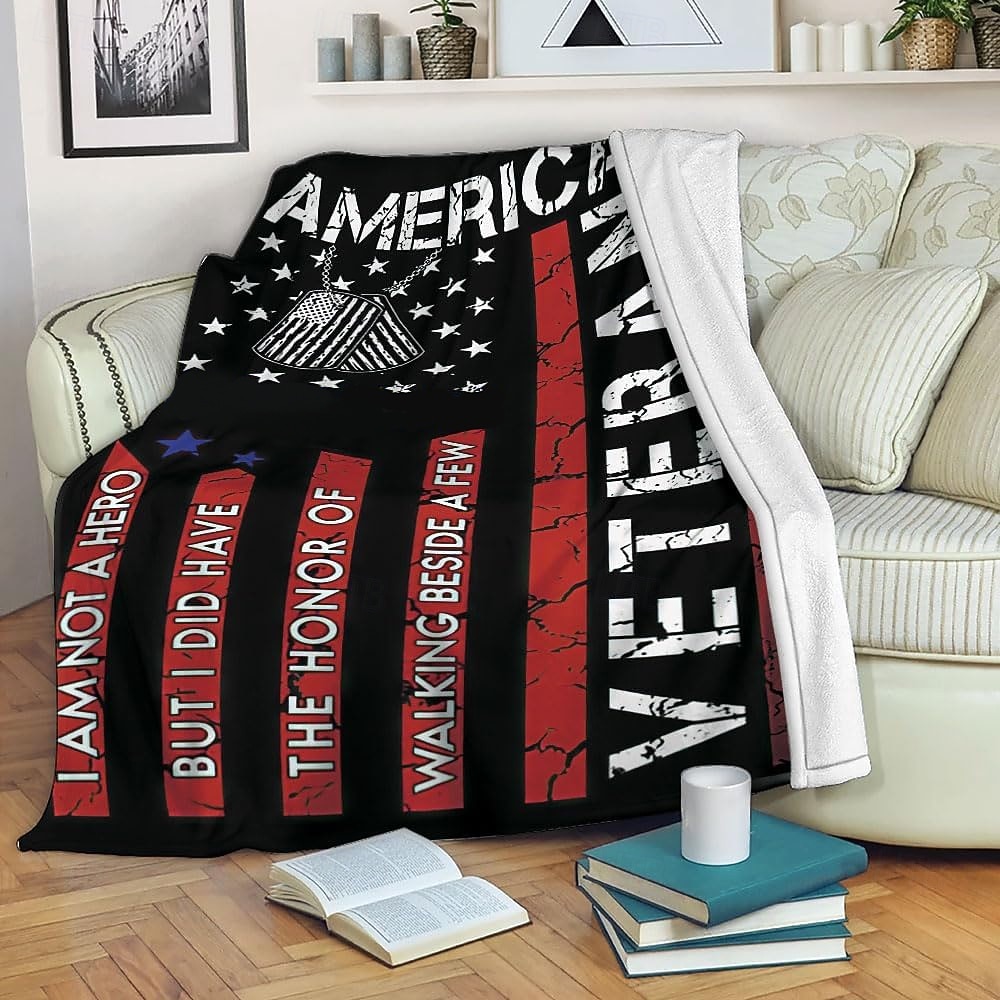 Mantas de vellón Manta para sofá Regalo bandera estadounidense Veterano Clásico 3D Sofá Cama Manta decorativa Manta cálida Decoración del hogar 2026 - $24.99 –P3