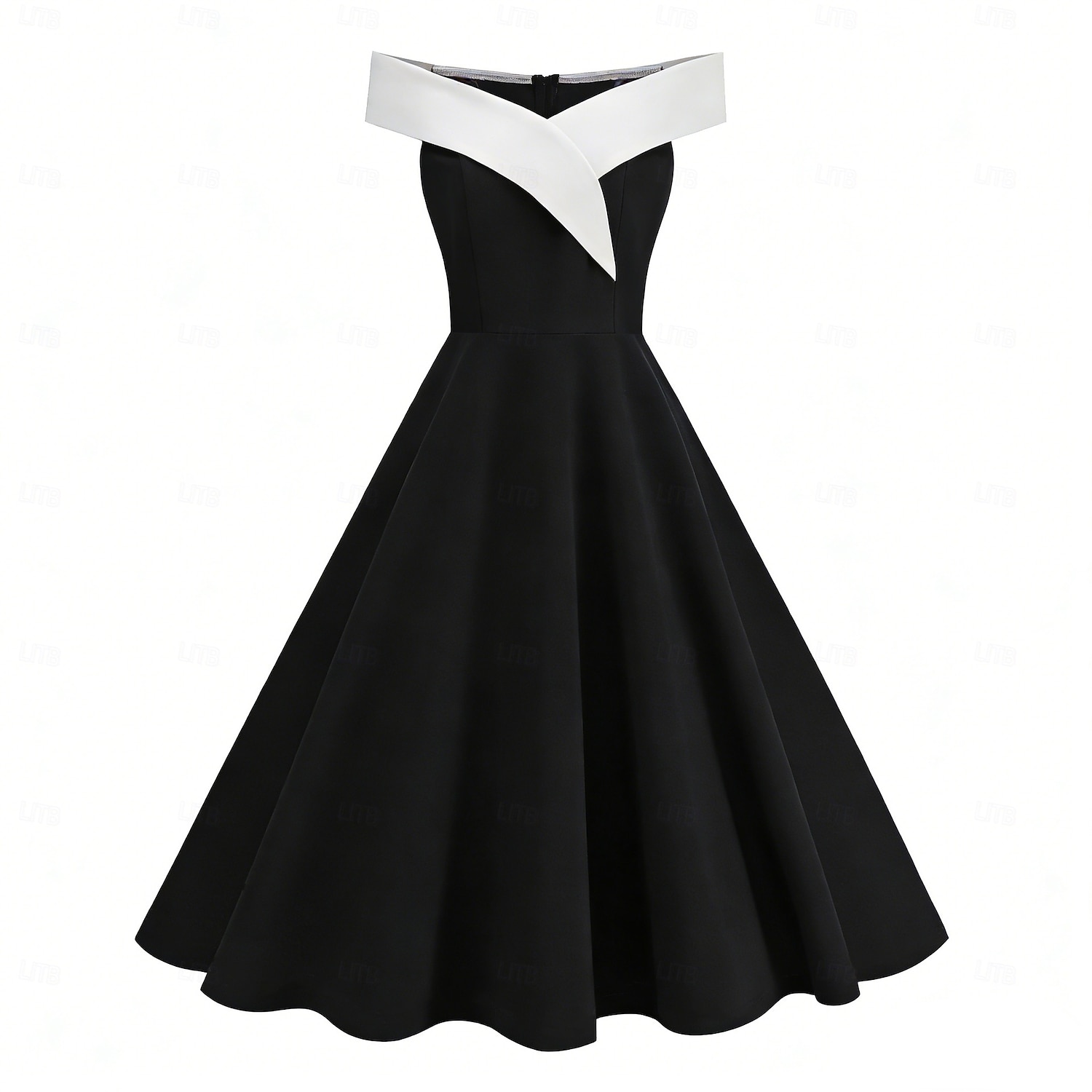 Elegant Vintage 1950s Knee Length Dress Sleeveless Audrey Hepburn Off Shoulder High Waist A-Line V Neck Fancy Dress Women's Valentine's Day Party