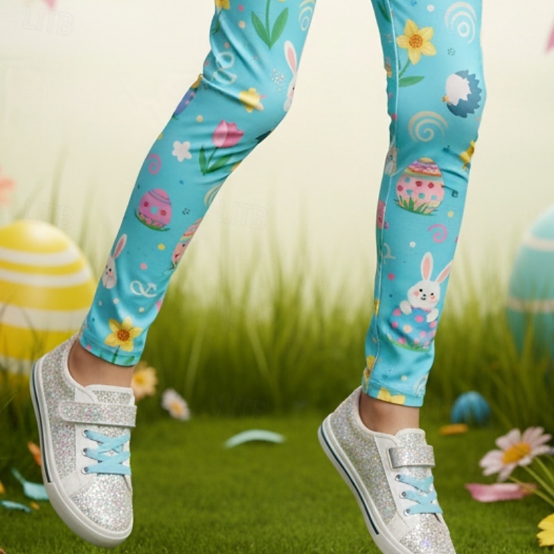Paște Fete 3D Grafic Iepure Pantaloni Leginși Primăvară Toamnă Drăguţ Șic Stradă De Bază Copii 4-12 ani Casual Zilnic În aer liber Fit regulat 2026 - $15.99 –P2