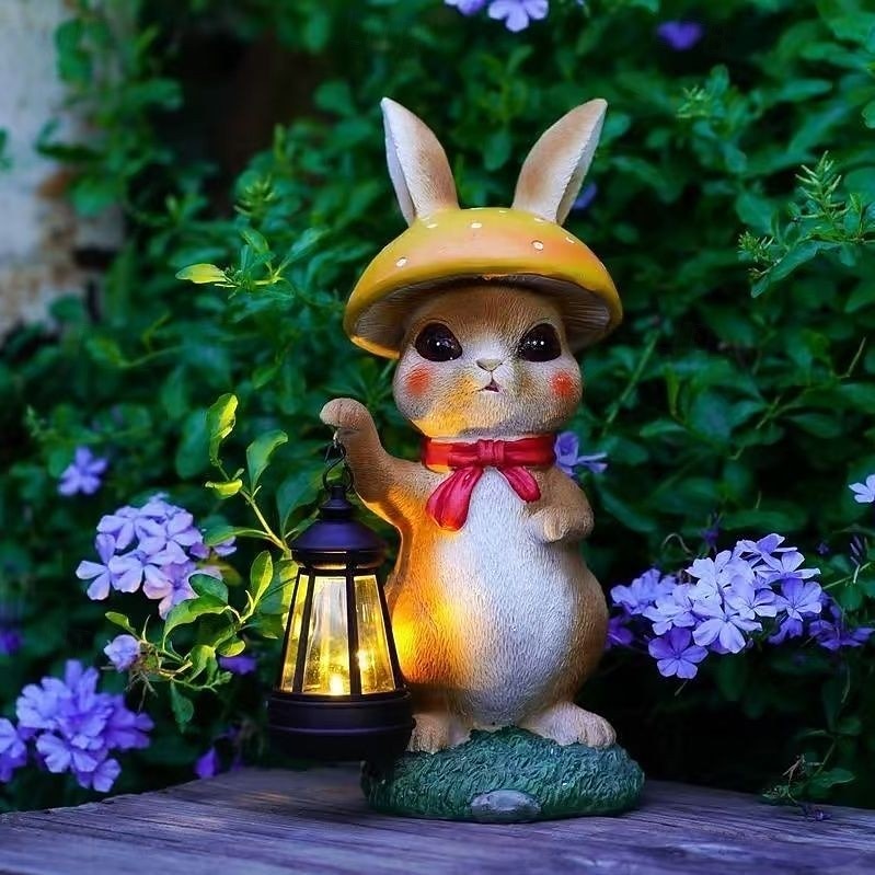 húsvéti kültéri napelemes vízálló gyantás nyuszi lámpás, kerti udvari ösvény gyep dekoráció, farm tájvilágítás, aranyos nyúl figura, kültéri dekoratív kiegészítő lámpa kertbe, ünnepi dekoráció 2026 - $41.99 –P6