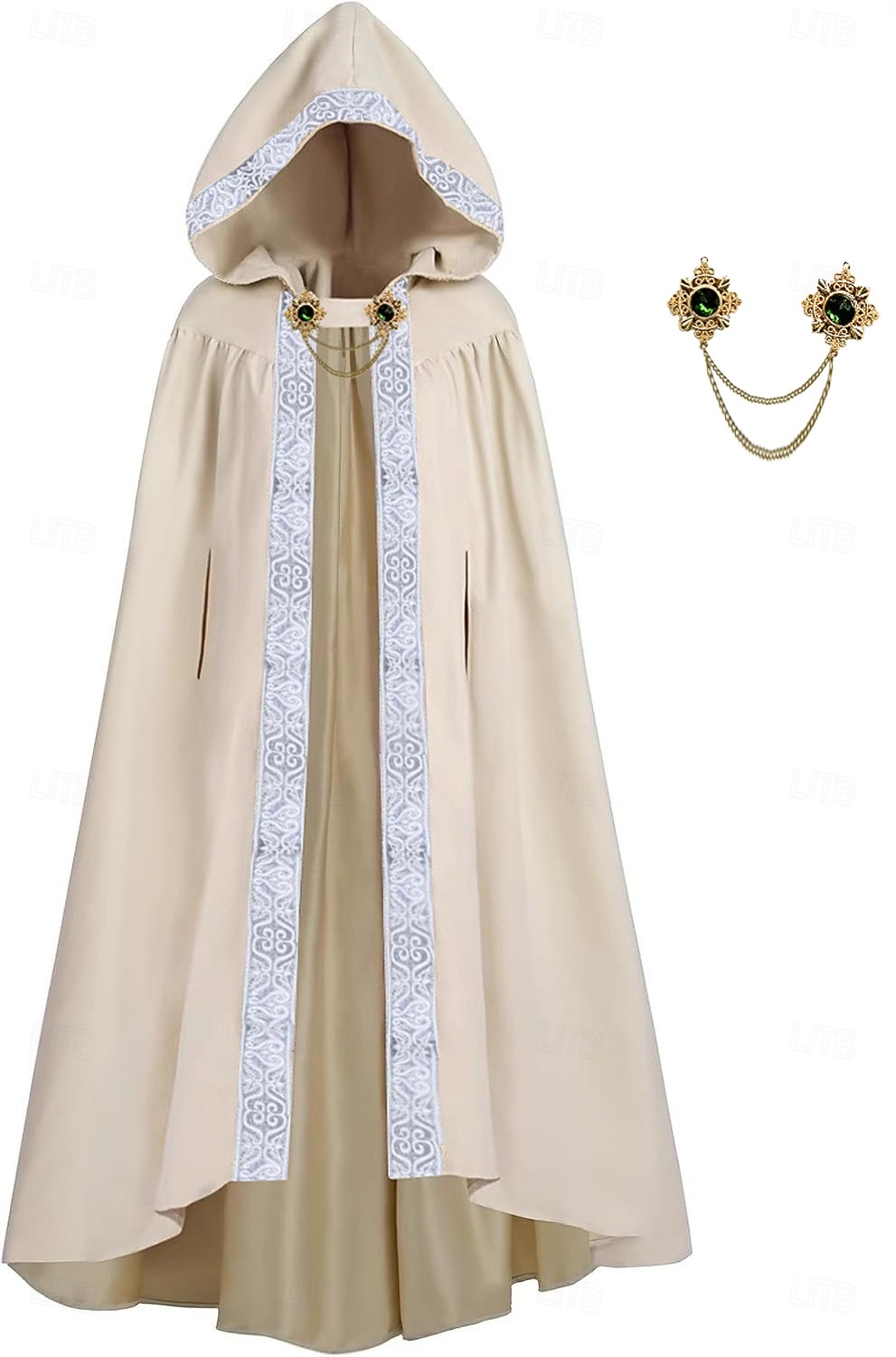 Retro vintage Middeleeuws Renaissance Kaap Mantel kapmantel Vampieren Kostuum Uniseks Keltisch Fantasie Halloween Carnaval Prestatie LARP Volwassenen Mantel 2026 - $52.99 –P6