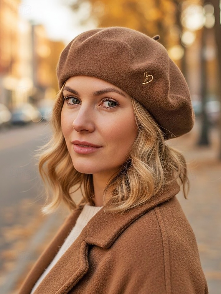 damski beret w kształcie serca, wykonany z imitacji wełny, dostępny w wielu kolorach, idealny na prezent walentynkowy i do noszenia na co dzień 2026 - $14.99 –P5