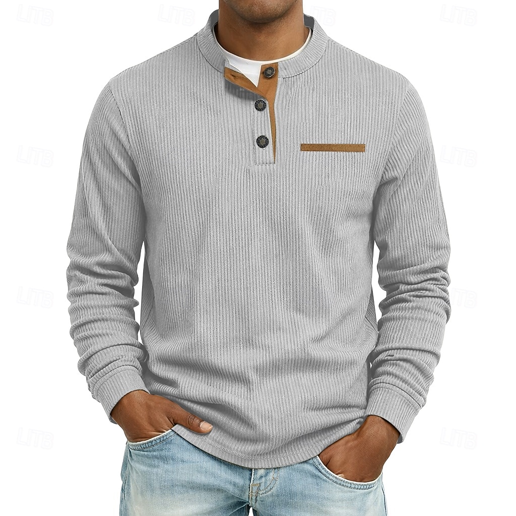 Per uomo Maglietta Manica Lunga Henley Estate Primavera Autunno Semplice Moderno Casual Confortevole Bottoni Base Casuale Casa Streetwear Nero Vino Grigio chiaro Maglietta Top per Uomo del 2026 a $27.99 –P5