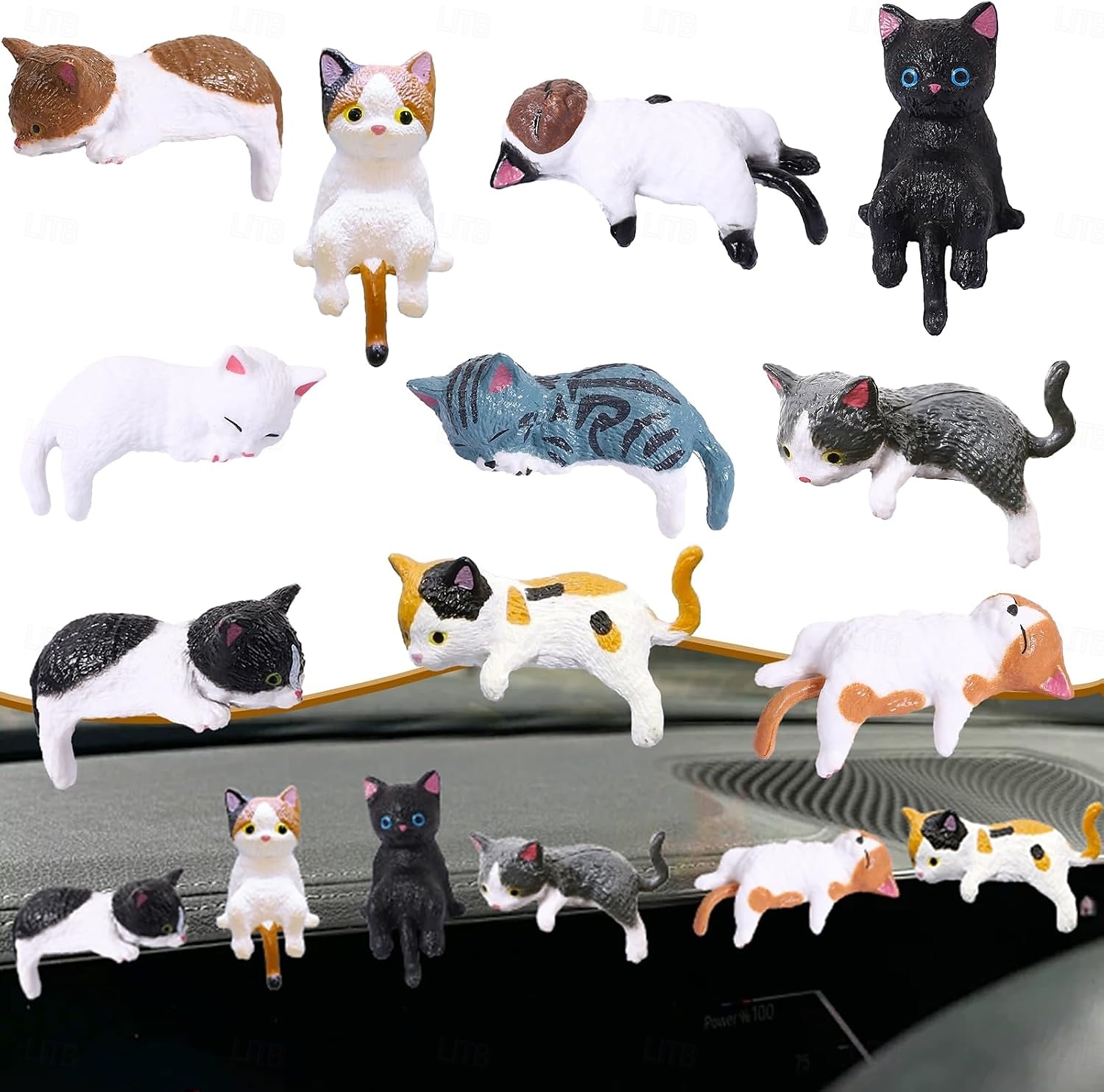 10 mini statuette da scrivania a forma di gatto, simpatici compagni di gatti dei cartoni animati, mini accessori per interni auto a forma di gatto, decorazioni per cruscotto auto, divertenti del 2026 a $16.99 –P5