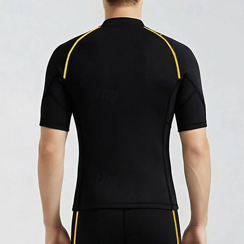 Pánské Střední 1,5mm neoprenový vrchní díl neoprenového obleku Termo overal na celé tělo Vrchní díl potápěčského obleku Blokování barev Termální Zahuštěný UV ochrana Krátký rukáv Plavky Vrchní část 2026 - $36.99 –P4