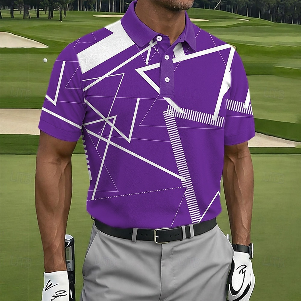 Men's Geometic Golf Sports Polo Shirts Short Sleeve Polo Shirts Collared Shirts Casual Athleisure Buttons Spring & Summer Blue Red Purple 2026 - $21.99 –P2