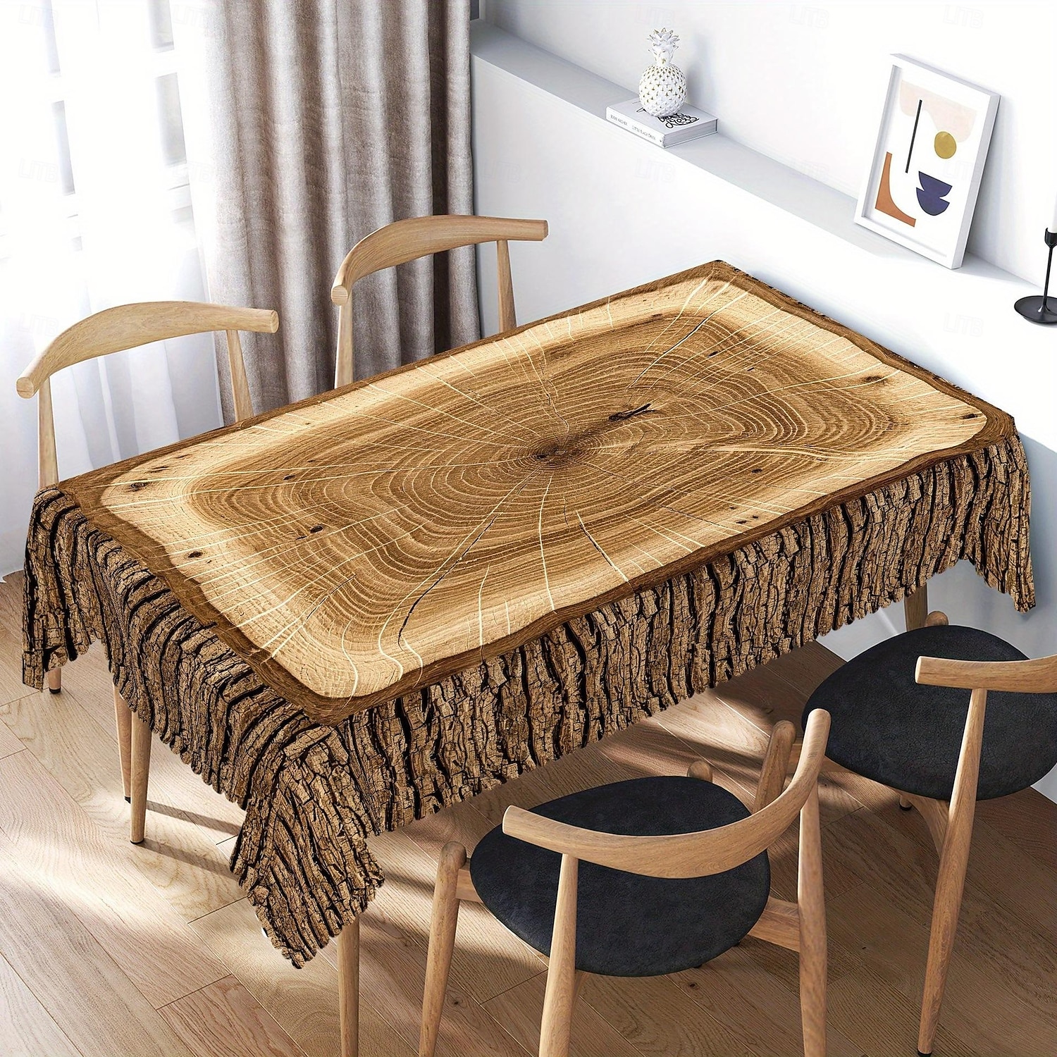 Mantel vintage con temática de troncos y patrón de vetas de madera, estilo rústico, para mesa de comedor, decoración de casa de campo para cocina o sala de estar 2026 - $12.49 –P5