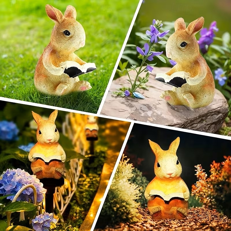 zasilana energią słoneczną żywiczna lampa ogrodowa w kształcie królika, kreatywne światło dla zwierząt, wodoodporna, zewnętrzna, willa, trawnik, ścieżka, dekoracja na przyjęcie wielkanocne 2026 - $23.99 –P3
