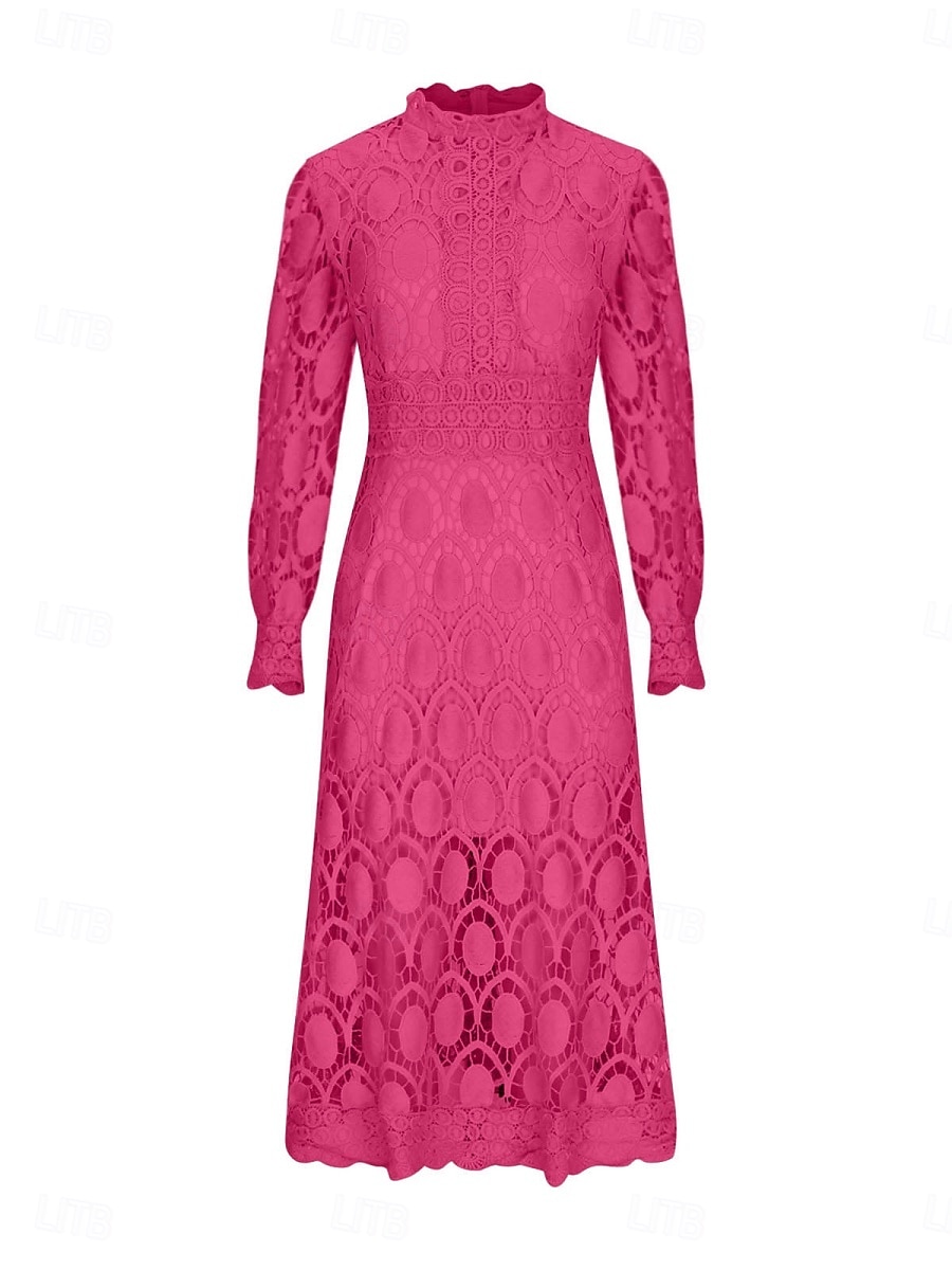 Γυναικεία Μίντι φόρεμα Φόρεμα σε γραμμή Α Καθημερινό Καθημερινά Κανονικό Σκέτο 3/4 Μήκος Μανικιού Ζιβάγκο Μαύρο Λευκό Κίτρινο Φούξια Άνοιξη Φθινόπωρο 2026 - $51.99 –P6