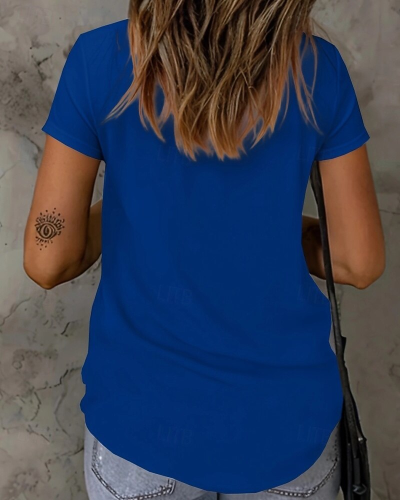 Mujer Camiseta Camiseta superior Encaje Plano Moda Elegante Clásico Manga Corta Cuello Barco Tops regulares Diario Noche Fin de semana Azul Piscina Negro Blanco Rojo Verano Primavera 2026 - $19.99 –P10