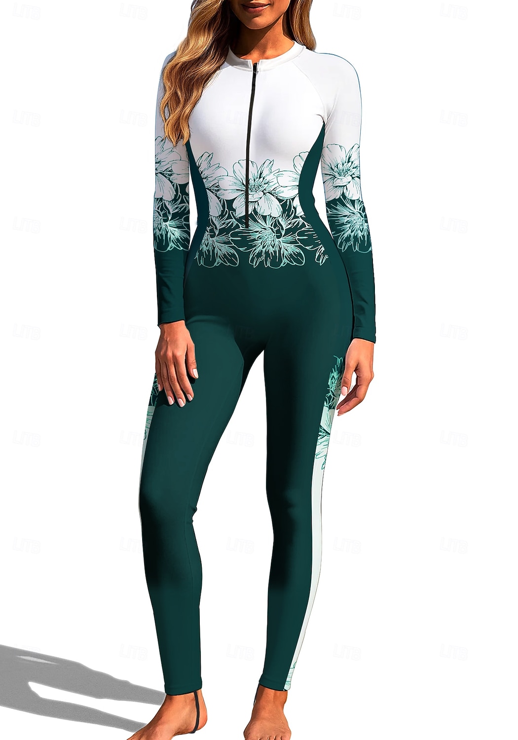 2026年 女性用 レギュラー ラッシュガード フルボディラッシュガード ワンピースサーフィンスーツ 花 トロピカル風 カラーブロッキング ジッパーを閉める 内蔵ブラ付き フロントファスナー UVサンプロテクション フルカップ UPF50+ 長袖 フルボディー スイムウェア ボディスーツ サーフィン カヌー ビーチ 夏  コレクション – $49.99 –P8