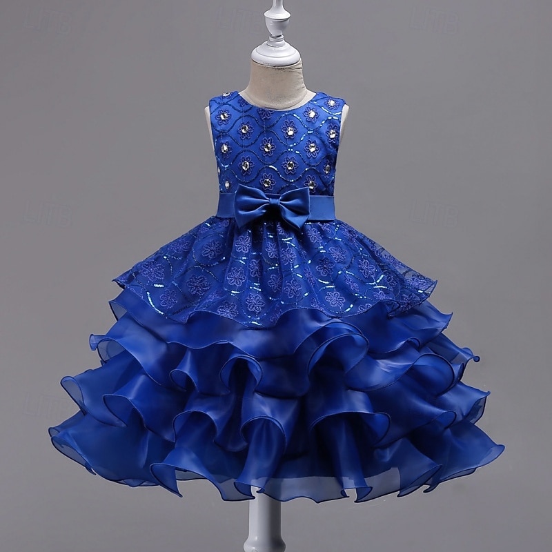 Blumenmädchenkleid Mädchen Formelle Kleidung Hochzeitskleidung Party Hochzeit Formell Mode Prinzessin Schön Kleid für die Erstkommunion Netz Einfarbig Ärmellos Rundhalsausschnitt Blau Weiß Ab 4 Jahren 2026 - $36.99 –P2